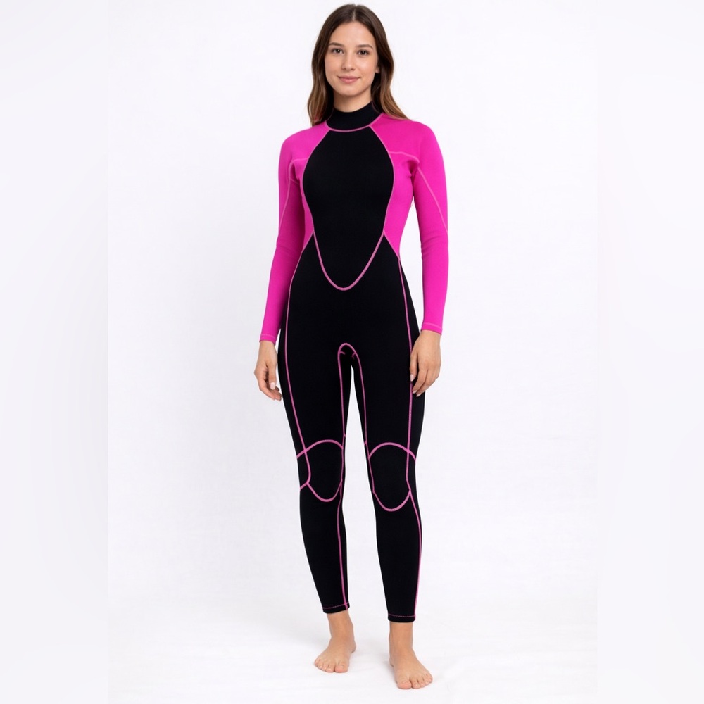 🐬 Realon Women’s Full Wetsuit Size S Pink Black Neoprene Surf Swim NWOT